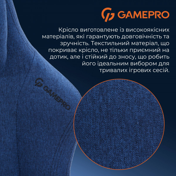 Фото - Крісло для геймерів GamePro FGC750DB Size L Fabric Dark Blue
