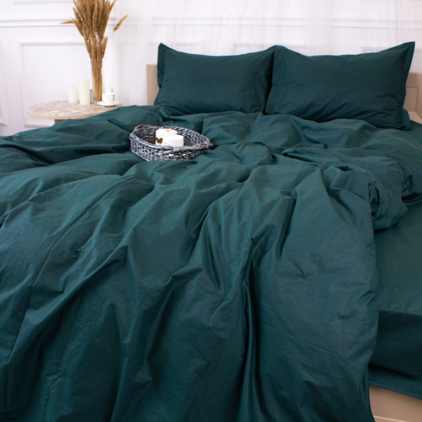 Фото - Комплект постільної білизни MirSon Poplin Line 091 Emerald 200 x 220 см (2200006279556)