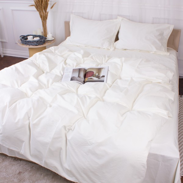 Фото - Комплект постельного белья MirSon Poplin Line 002 Milky White 200 x 220 см (2200006277804)