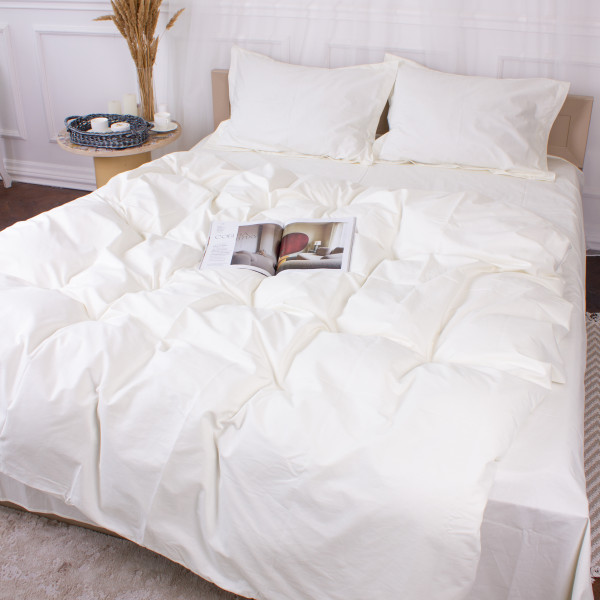 Фото - Комплект постільної білизни MirSon Poplin Line 002 Milky White 2 x 143 x 210 см (2200006277811)