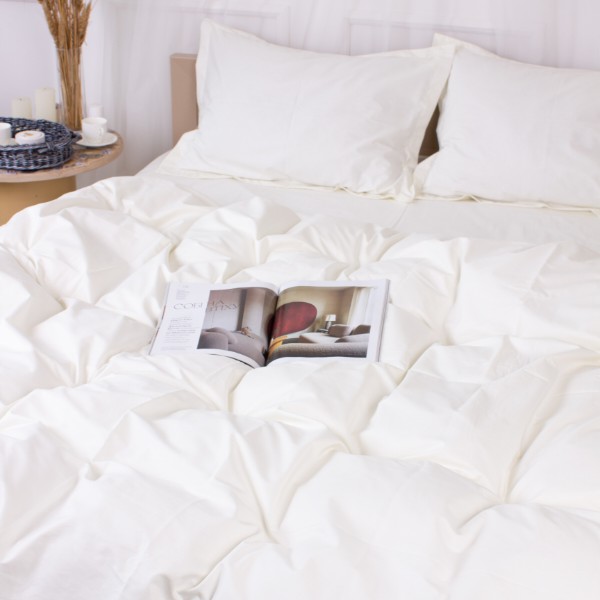 Фото - Комплект постільної білизни MirSon Poplin Line 002 Milky White 2 x 160 x 220 см (2200006277835)