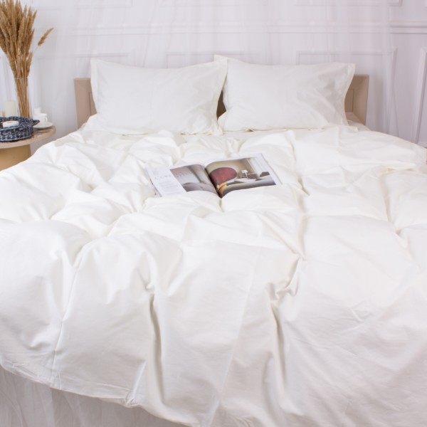 Фото - Комплект постільної білизни MirSon Poplin Line 002 Milky White 2 x 160 x 220 см (2200006277835)