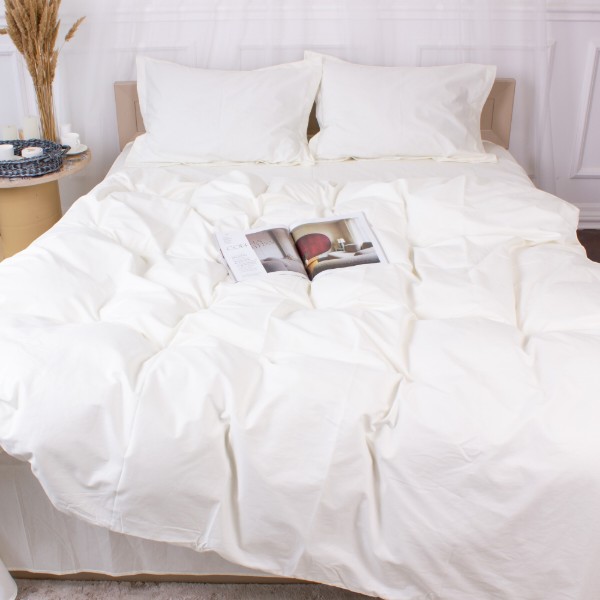 Фото - Комплект постільної білизни MirSon Poplin Line 002 Milky White 2 x 160 x 220 см (2200006277835)