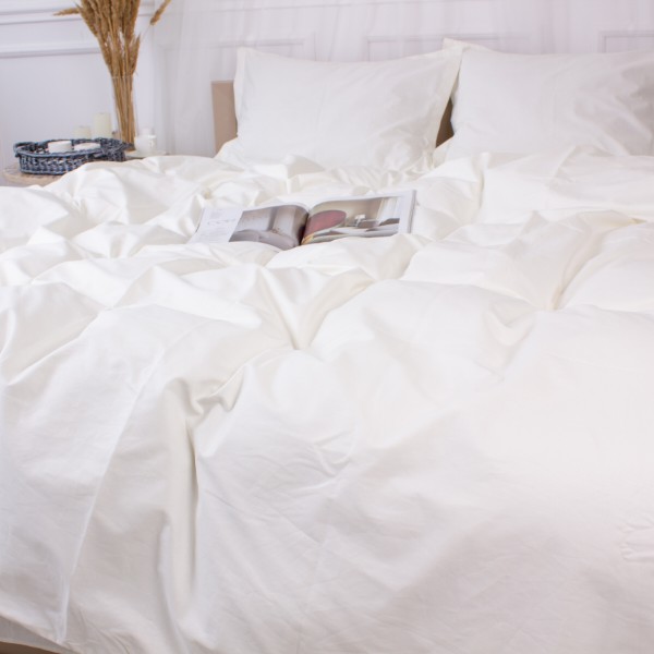 Фото - Комплект постільної білизни MirSon Poplin Line 002 Milky White 2 x 160 x 220 см (2200006277835)
