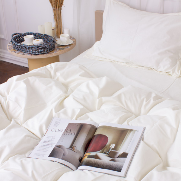 Фото - Комплект постільної білизни MirSon Poplin Line 002 Milky White 2 x 143 x 210 см (2200006277811)