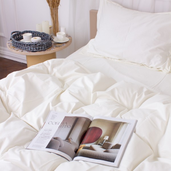 Фото - Комплект постільної білизни MirSon Poplin Line 002 Milky White 2 x 160 x 220 см (2200006277835)