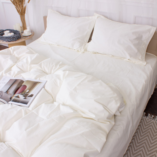 Фото - Комплект постільної білизни MirSon Poplin Line 002 Milky White 2 x 143 x 210 см (2200006277811)