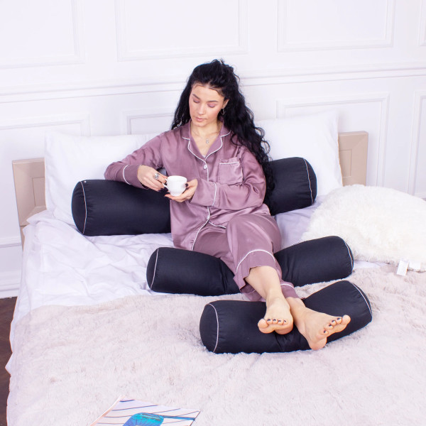 Фото - Подушка валик MirSon №8582 Naturale Line 16-9000 Black Stone Полістирол 100х20 см (2200006346272)