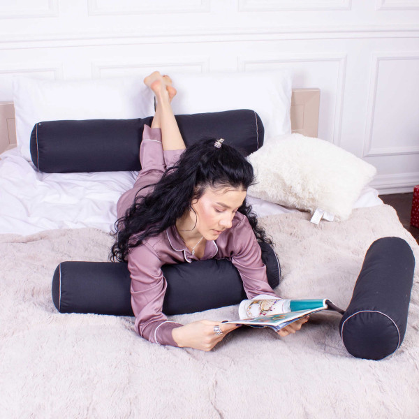 Фото - Подушка валик MirSon №8384 Naturale Line 16-9000 Black Stone Tencel 100х16 см (2200006252931)