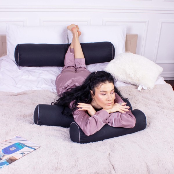 Фото - Подушка валик MirSon №8384 Naturale Line 16-9000 Black Stone Tencel 60х20 см (2200006252917)