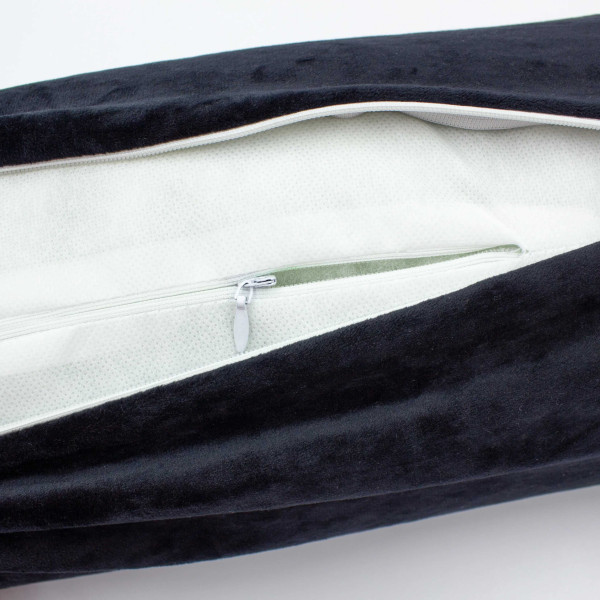 Фото - Подушка валик MirSon №8131 Velvet Line 28-0007 Black EcoSilk 100х16 см (2200006249306)