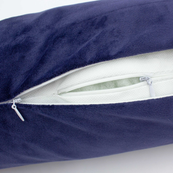 Фото - Подушка валик MirSon №8130 Velvet Line 28-0006 Navy blue EcoSilk 100х20 см (2200006249252)