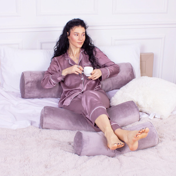 Фото - Подушка валик MirSon №8129 Velvet Line 28-0005 Ashen EcoSilk 15x50 см (2200006199953)