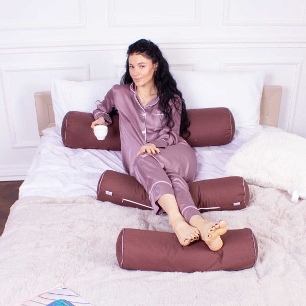 Фото - Подушка валик MirSon №8376 Naturale Line 19-1217 Chocolate Perla Tencel 15x50 см (2200006249719)