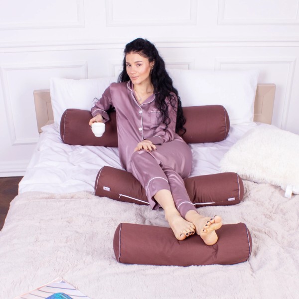 Фото - Подушка валик MirSon №8376 Naturale Line 19-1217 Chocolate Perla Tencel 60х20 см (2200006252436)