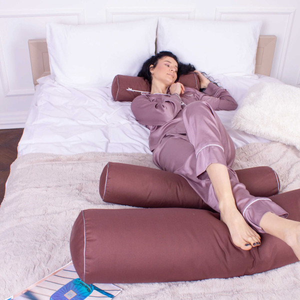 Фото - Подушка валик MirSon №8376 Naturale Line 19-1217 Chocolate Perla Tencel 15x50 см (2200006249719)