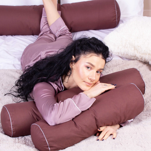 Фото - Подушка валик MirSon №8376 Naturale Line 19-1217 Chocolate Perla Tencel 15x50 см (2200006249719)