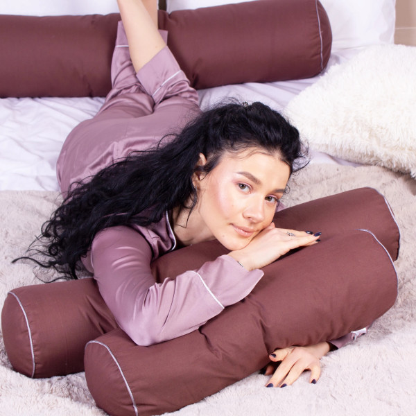 Фото - Подушка валик MirSon №8376 Naturale Line 19-1217 Chocolate Perla Tencel 60х16 см (2200006252412)