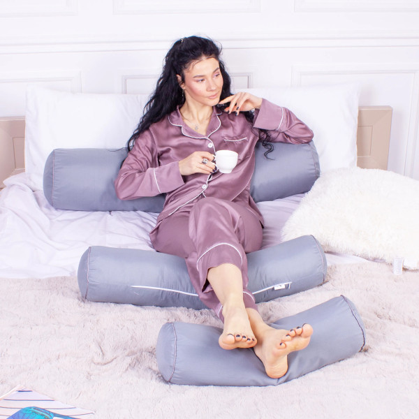 Фото - Подушка валик MirSon №8102 Eco Line Gray EcoSilk 70х16 см (2200006247531)