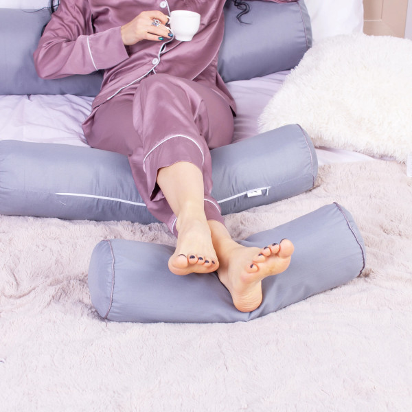 Фото - Подушка валик MirSon №8102 Eco Line Gray EcoSilk 100х16 см (2200006247562)