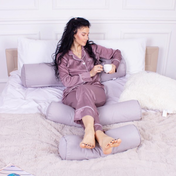 Фото - Подушка валик MirSon №8106 Naturale Line 16-5703 Light Gray EcoSilk 100х20 см (2200006247814)