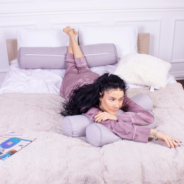 Фото - Подушка валик MirSon №8349 Naturale Line 16-5703 Light Gray BamBoo 70х16 см (2200006250807)