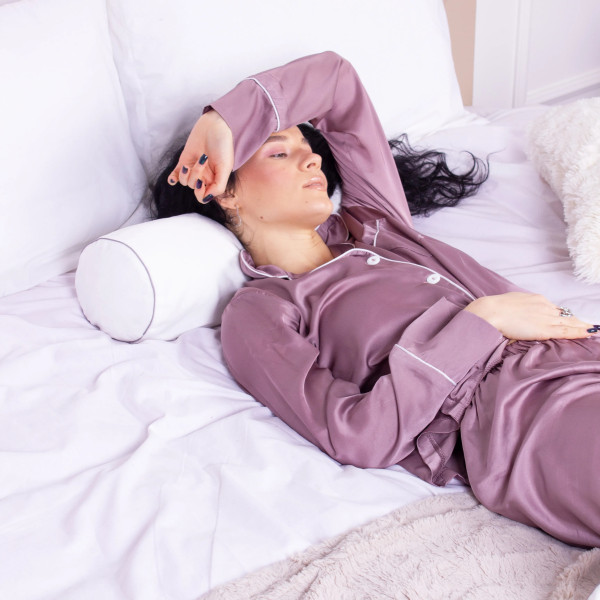 Фото - Подушка валик MirSon №8126 Velvet Line 28-0001 White EcoSilk 15x50 см (2200006199922)