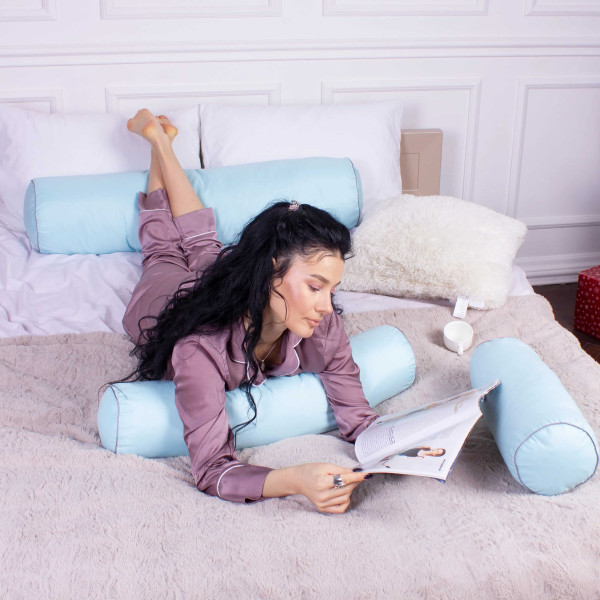 Фото - Подушка валик MirSon №8339 Eco Line Blue BamBoo 15x50 см (2200006249344)