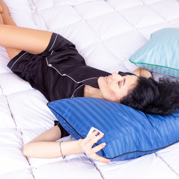 Фото - Подушка ортопедична MirSon №4027 Satin Stripe 30-0019 Blue Women (2200006422372)