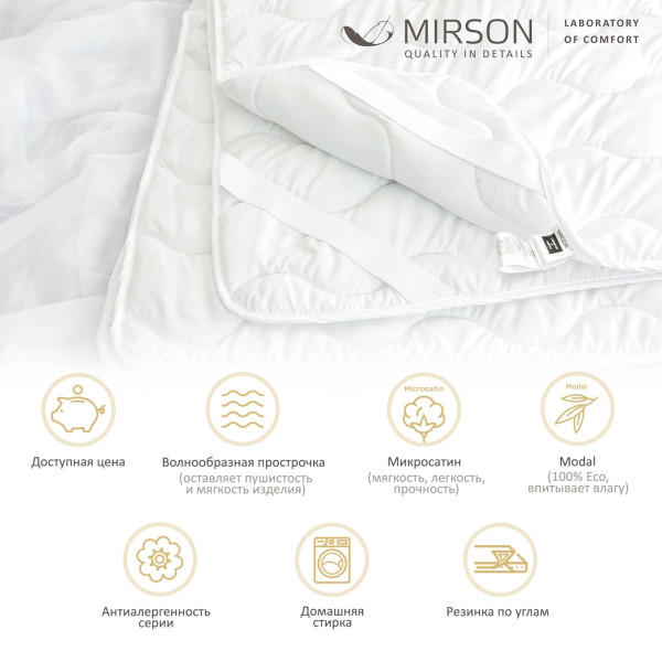 Фото - Наматрацник MirSon Eco Light №1727 Тенсель Modal White 150x200 см (2200002891301)