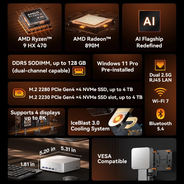 Фото - Неттоп GEEKOM A9MAX (GMA9MAXAI9HX470-321T-EU)