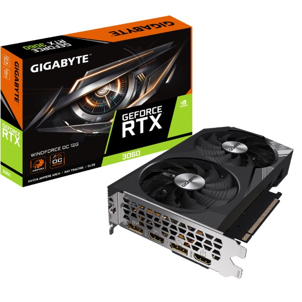 Фото - Видеокарта Gigabyte Nvidia GeForce RTX 3060 WINDFORCE 2X OC 12GB D6 (GV-N3060WF2 OC-12GD)