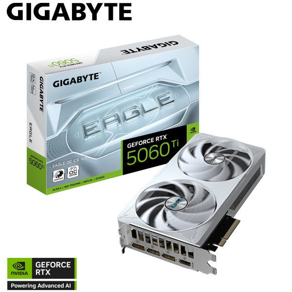 Фото - Видеокарта Gigabyte GF RTX 5060 Ti 16GB GDDR7 Eagle OC Ice (GV-N506TEAGLEOC ICE-16GD)