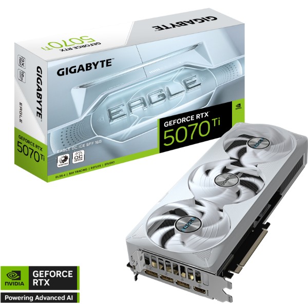 Фото - Відеокарта Gigabyte GeForce RTX 5070 Ti EAGLE OC ICE SFF 16G (GV-N507TEAGLEOC ICE-16GD)