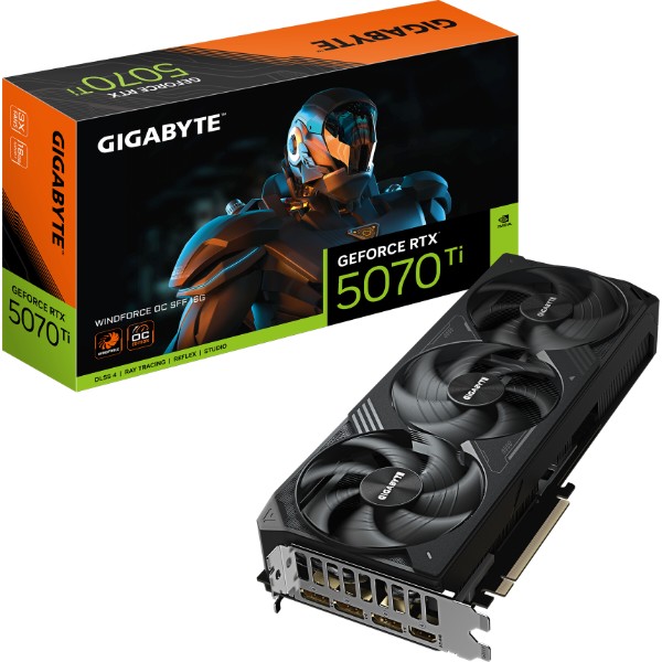 Фото - Видеокарта Gigabyte GeForce RTX 5070 Ti 16Gb WINDFORCE OC (GV-N507TWF3OC-16GD)