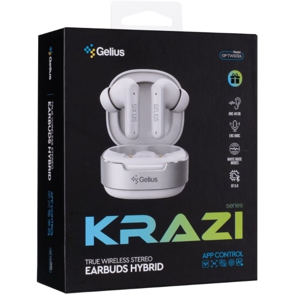 Фото - Наушники вкладыши беспроводные TWS Gelius KRAZI series Hybrid GP-TWS026 White (102881)