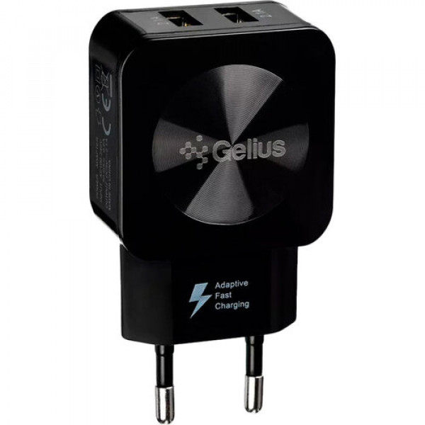 Фото - Мережевий зарядний пристрій Gelius Ultra Prime GU-HC02 2USB 2.1A Black+Cable MicroUSB (91048)