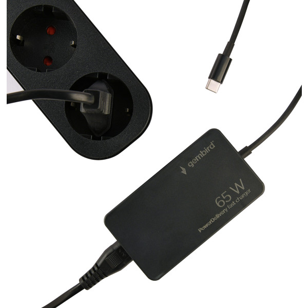 Фото - Зарядний пристрій для ноутбука Gembird TYPE-C 65W PD / 28W QC4.0+ (NPA-AC-PDQC65-01)