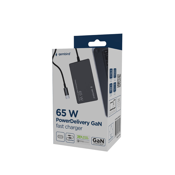 Фото - Зарядний пристрій для ноутбука Gembird TYPE-C 65W PD / 28W QC4.0+ (NPA-AC-PDQC65-01)
