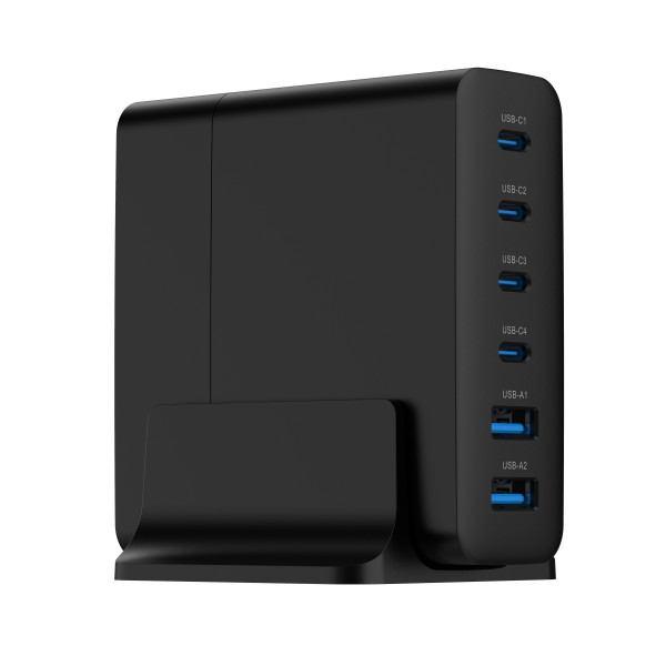 Фото - Мережевий зарядний пристрій Gembird 2xUSB-A (QC3.0 18W)+4xType-C (PD 25W) Black (TA-UC-2A4C-PD75-01-BK)