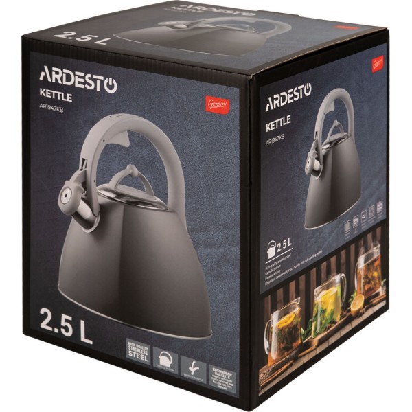 Фото - Чайник металлический ARDESTO Gemini 2.5 л Black (AR1947KB)