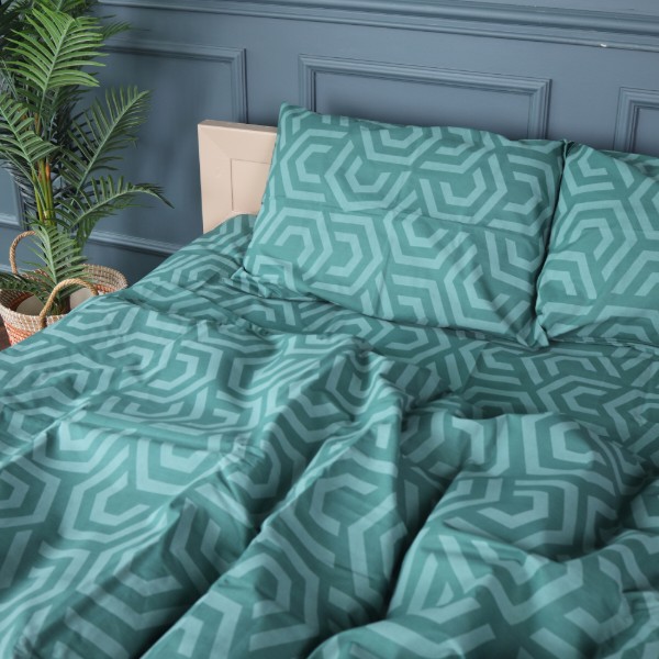 Фото - Комплект постільної білизни MirSon Бязь 17-0622 Geometry Emerald 2x160x220 см (2200008197872)