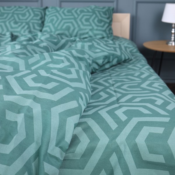 Фото - Комплект постільної білизни MirSon Бязь 17-0622 Geometry Emerald 2x160x220 см (2200008197872)