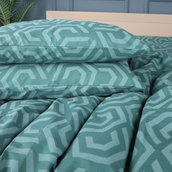 Фото - Комплект постільної білизни MirSon Бязь 17-0622 Geometry Emerald 2x160x220 см (2200008197872)
