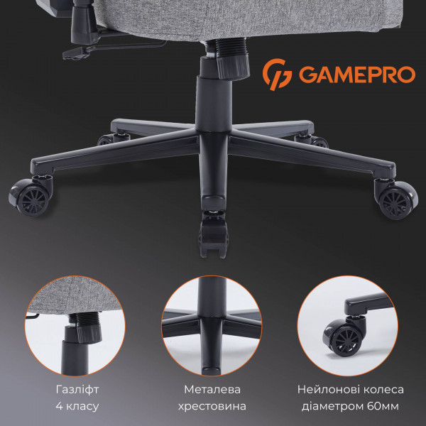 Фото - Крісло для геймерів GamePro FGC750DG Size L Fabric Dark Grey