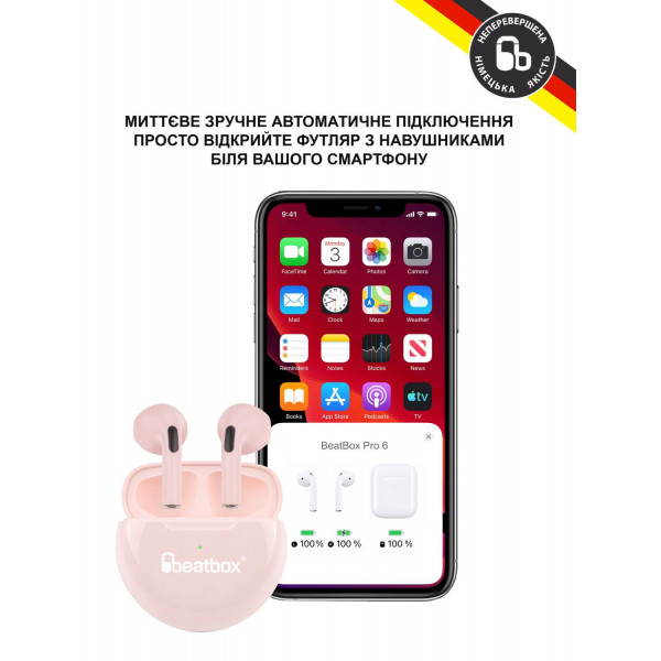 Фото - Наушники вкладыши беспроводные TWS BeatBox PODS PRO 6 pink (bbppro6p)
