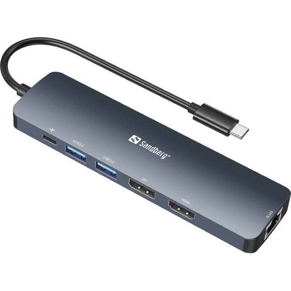 Фото - Хаб USB Sandberg USB3.1 Type-C HDMI/USB 3.0x2/RJ45/USB-C/DisplayPort PD 100W (136-43)