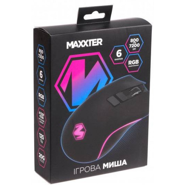 Фото - Мышь проводная игровая Maxxter Instant 725 Black (McG-7B-I725)