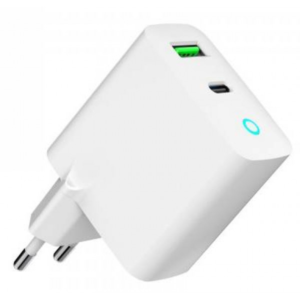 Фото - Мережевий зарядний пристрій Gembird USB-A + 1 Type-C PD20Вт + QC3.0 18Вт (TA-UC-PDQC20L-W-01)