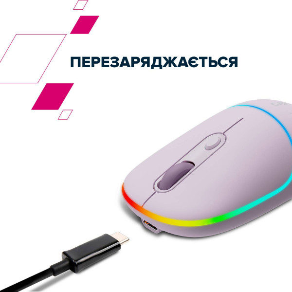 Фото - Мышь беспроводная Canyon MW-22 Dual Band RGB Wireless Pearl Rose (CNS-CMSW22PR)